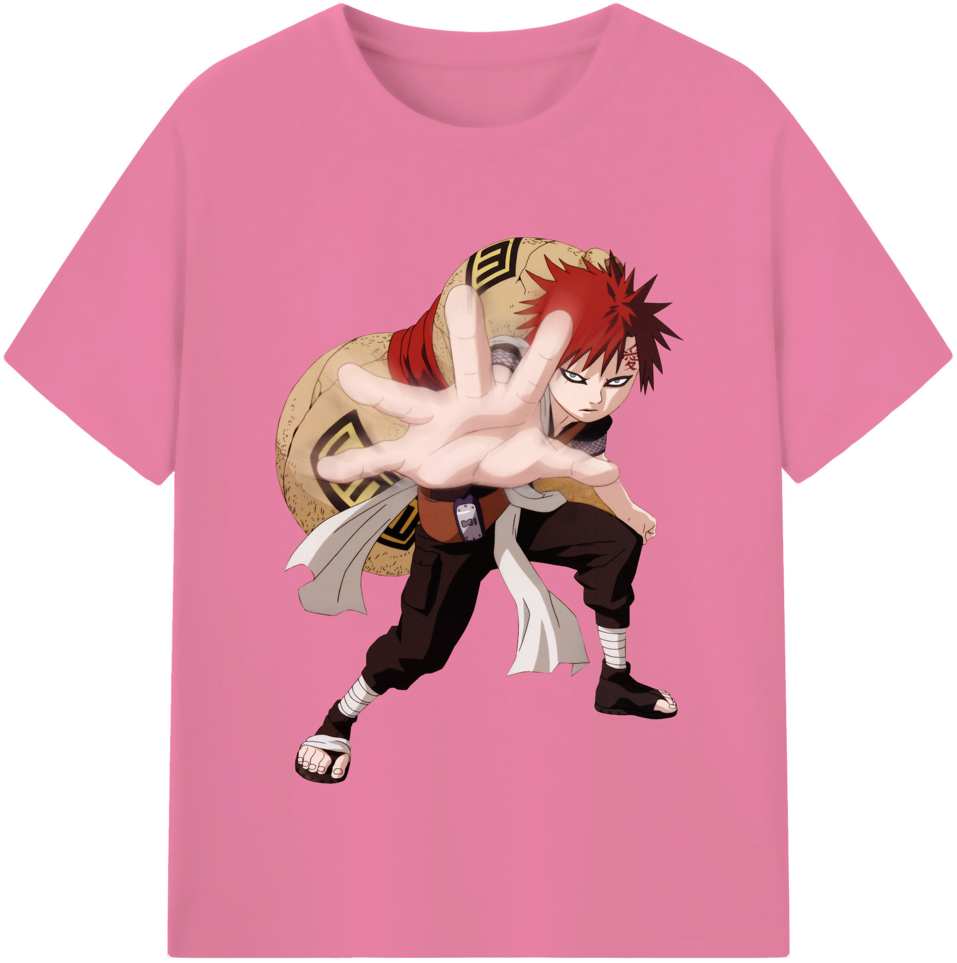 （画像用） NARUTO -ナルト- ガアラ Gaara 綿100％半袖Tシャツ（フロントプリント）
